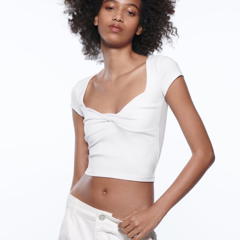 ZARA White Top with Knotted Detail